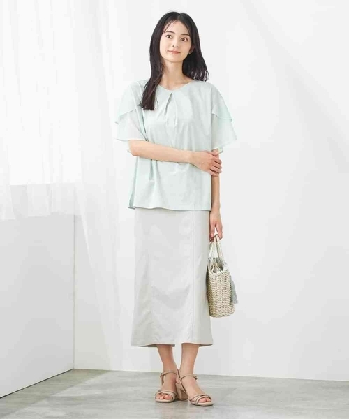 a.v.v(アーヴェヴェ)の「【接触冷感/UVカット】2WAY シフォンケープカットソー(Tシャツ/カットソー・レディース・グレー系その他/ブラック/ピンク/ミント・34/40/42/36/38)」の8枚目の写真