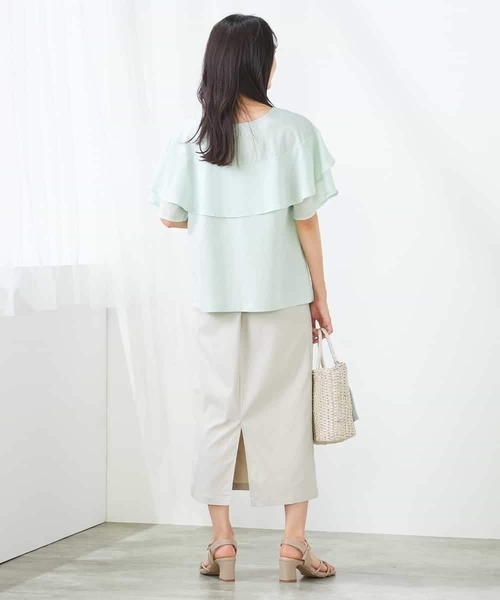 a.v.v(アーヴェヴェ)の「【接触冷感/UVカット】2WAY シフォンケープカットソー(Tシャツ/カットソー・レディース・グレー系その他/ブラック/ピンク/ミント・34/40/42/36/38)」の9枚目の写真