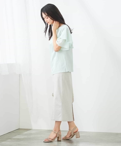 a.v.v(アーヴェヴェ)の「【接触冷感/UVカット】2WAY シフォンケープカットソー(Tシャツ/カットソー・レディース・グレー系その他/ブラック/ピンク/ミント・34/40/42/36/38)」の11枚目の写真