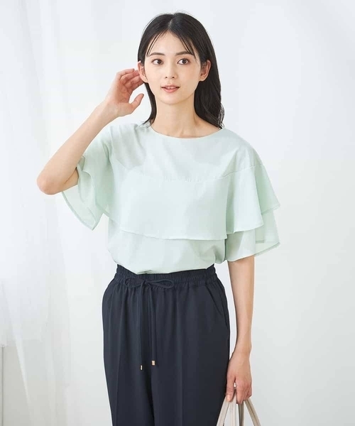 a.v.v(アーヴェヴェ)の「【接触冷感/UVカット】2WAY シフォンケープカットソー(Tシャツ/カットソー・レディース・グレー系その他/ブラック/ピンク/ミント・34/40/42/36/38)」の12枚目の写真