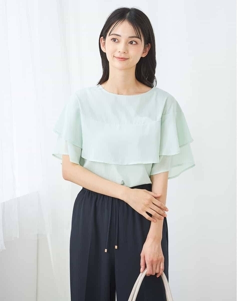 a.v.v(アーヴェヴェ)の「【接触冷感/UVカット】2WAY シフォンケープカットソー(Tシャツ/カットソー・レディース・グレー系その他/ブラック/ピンク/ミント・34/40/42/36/38)」の13枚目の写真