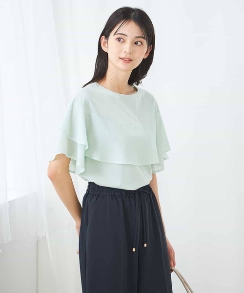 a.v.v(アーヴェヴェ)の「【接触冷感/UVカット】2WAY シフォンケープカットソー(Tシャツ/カットソー・レディース・グレー系その他/ブラック/ピンク/ミント・34/40/42/36/38)」の14枚目の写真