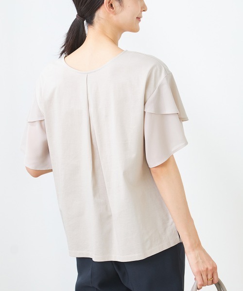 a.v.v(アーヴェヴェ)の「【接触冷感/UVカット】2WAY シフォンケープカットソー(Tシャツ/カットソー・レディース・グレー系その他/ブラック/ピンク/ミント・34/40/42/36/38)」の3枚目の写真