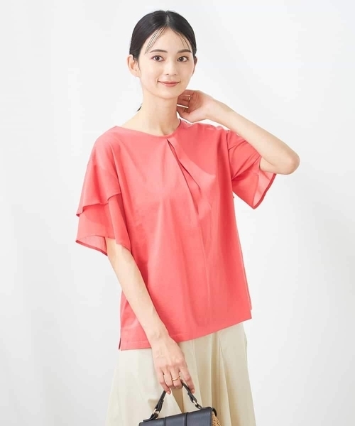 a.v.v(アーヴェヴェ)の「【接触冷感/UVカット】2WAY シフォンケープカットソー(Tシャツ/カットソー・レディース・グレー系その他/ブラック/ピンク/ミント・34/40/42/36/38)」の5枚目の写真