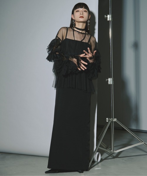 Ezick（エジック）の「Elegant volume sleeves　セットキャミドレス（ドレス・レディース・グレー/ブラック/ワインレッド/ネイビー/グレー系/ブラック系/ネイビー系・FREE）」の13枚目の写真