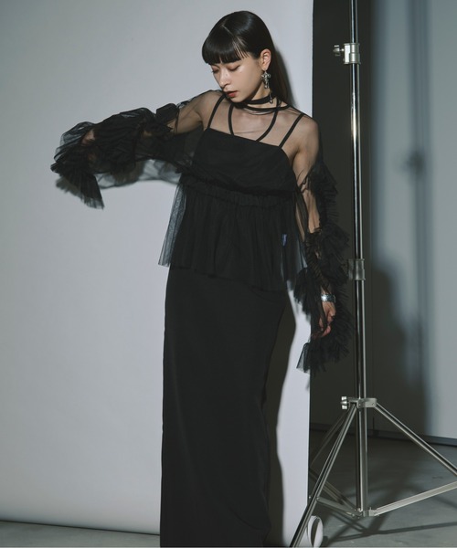 Ezick（エジック）の「Elegant volume sleeves　セットキャミドレス（ドレス・レディース・グレー/ブラック/ワインレッド/ネイビー/グレー系/ブラック系/ネイビー系・FREE）」の9枚目の写真