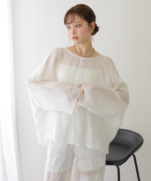 LAULEN（ローレン）の「2way linen key neck tunic blouse /2way