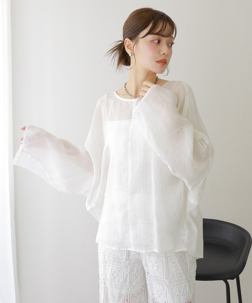 LAULEN(ローレン)の「2way linen key neck tunic blouse /2way リネン キーネック チュニック ブラウス(シャツ/ブラウス・レディース・ホワイト/ブラウン/ピンク・FREE)」の12枚目の写真