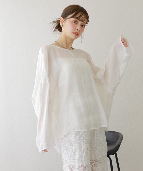 LAULEN(ローレン)の「2way linen key neck tunic blouse /2way リネン キーネック チュニック ブラウス(シャツ/ブラウス・レディース・ホワイト/ブラウン/ピンク・FREE)」の10枚目の写真