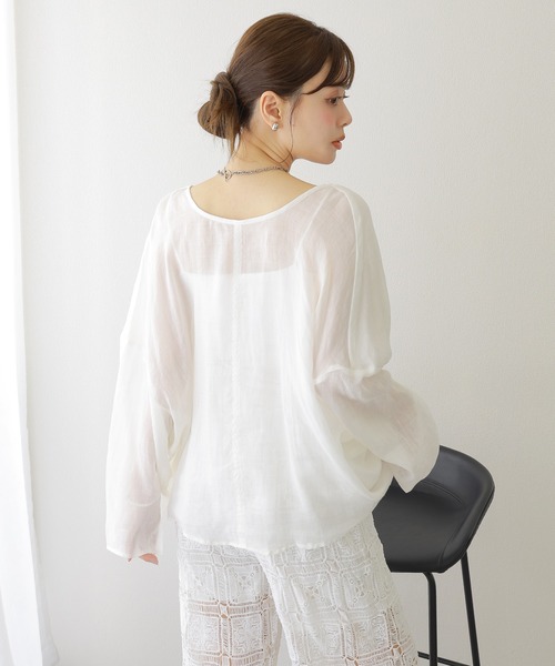 LAULEN(ローレン)の「2way linen key neck tunic blouse /2way リネン キーネック チュニック ブラウス(シャツ/ブラウス・レディース・ホワイト/ブラウン/ピンク・FREE)」の7枚目の写真