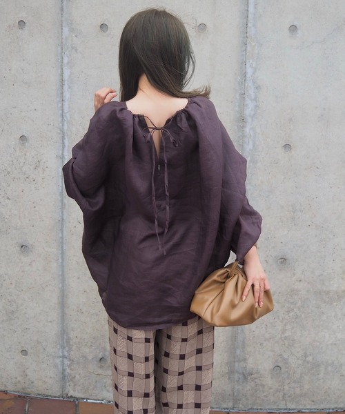 LAULEN(ローレン)の「2way linen key neck tunic blouse /2way リネン キーネック チュニック ブラウス(シャツ/ブラウス・レディース・ホワイト/ブラウン/ピンク・FREE)」の18枚目の写真