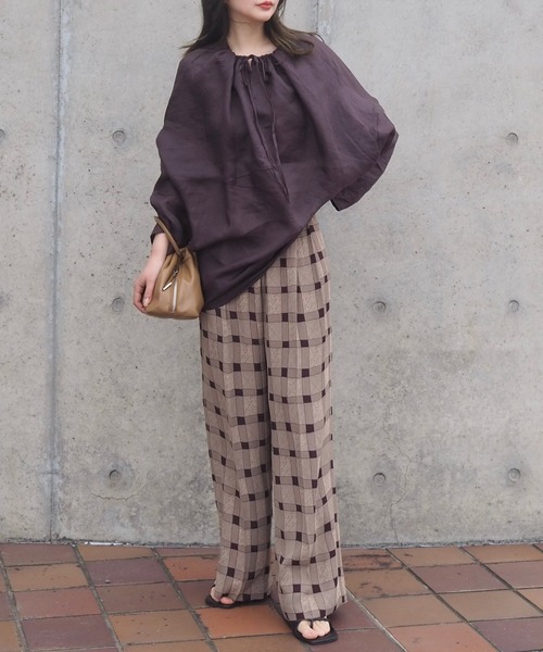 LAULEN(ローレン)の「2way linen key neck tunic blouse /2way リネン キーネック チュニック ブラウス(シャツ/ブラウス・レディース・ホワイト/ブラウン/ピンク・FREE)」の17枚目の写真