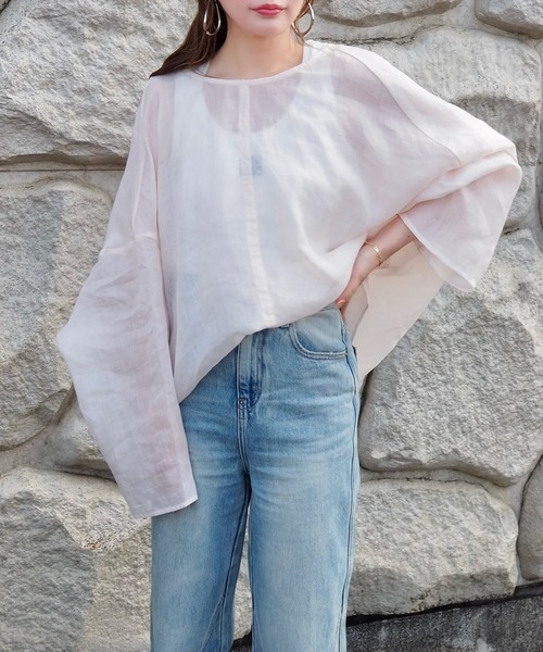 LAULEN(ローレン)の「2way linen key neck tunic blouse /2way リネン キーネック チュニック ブラウス(シャツ/ブラウス・レディース・ホワイト/ブラウン/ピンク・FREE)」の15枚目の写真
