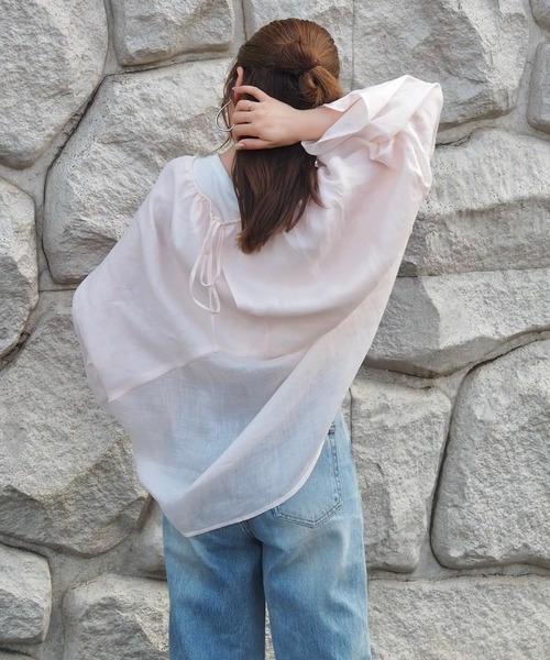 LAULEN(ローレン)の「2way linen key neck tunic blouse /2way リネン キーネック チュニック ブラウス(シャツ/ブラウス・レディース・ホワイト/ブラウン/ピンク・FREE)」の14枚目の写真
