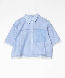 Per sist ence | ストライプチュール被せ半袖シャツ(シャツ/ブラウス)
