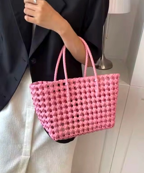 ammy.(エイミードット)の「【 ammy. / エイミードット 】 カラー メルカドバッグ / かごバッグ(かごバッグ・レディース・イエロー/ホワイト/グリーン/ピンク/ブラック/ピンクベージュ/フューシャピンク・FREE)」の5枚目の写真