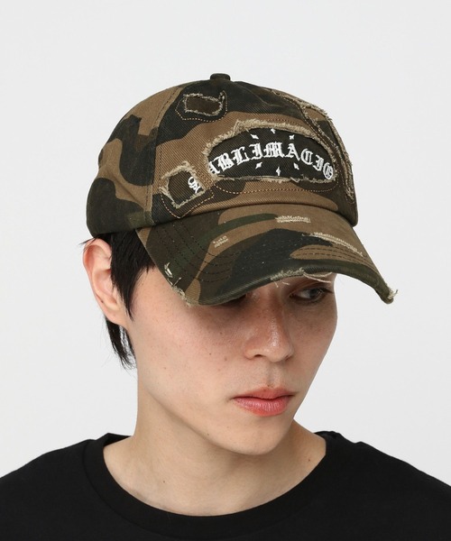 LAND MUSEUM（ランドミュージアム）の「LAND MUSEUM／カモフラダメージCAP（キャップ・メンズ・ダークブラウン/グレー/カーキ・FREE）」の4枚目の写真