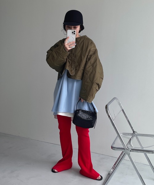 wee9s（ウィークス）の「HANSODE sweatee / スーパールーズライトスウェッティー(半袖)（Tシャツ/カットソー・レディース・スカイブルー/ブラック/アイボリー/グレー/チェリーピンク/ベビーピンク/オレンジ/ターコイズブルー/レッド/ブラック系2/ライトイエロー/ネイビー・FREE）」の14枚目の写真