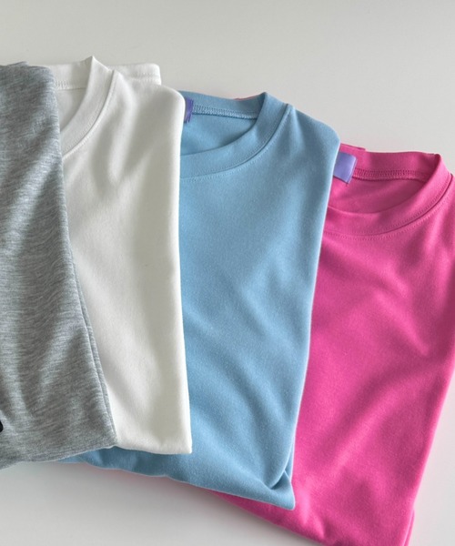 wee9s（ウィークス）の「HANSODE sweatee / スーパールーズライトスウェッティー(半袖)（Tシャツ/カットソー・レディース・スカイブルー/ブラック/アイボリー/グレー/チェリーピンク/ベビーピンク/オレンジ/ターコイズブルー/レッド/ブラック系2/ライトイエロー/ネイビー・FREE）」の19枚目の写真