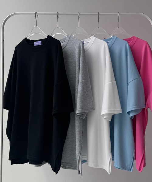 wee9s（ウィークス）の「HANSODE sweatee / スーパールーズライトスウェッティー(半袖)（Tシャツ/カットソー・レディース・スカイブルー/ブラック/アイボリー/グレー/チェリーピンク/ベビーピンク/オレンジ/ターコイズブルー/レッド/ブラック系2/ライトイエロー/ネイビー・FREE）」の18枚目の写真