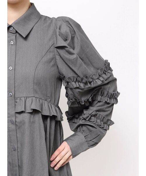 フリルショルダーバルーンミニワンピース（ワンピース）｜jouetie