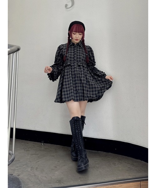 シェリエ、フリルミニワンピース jouetie ワンピース フリルレースギャザーミニワンピース