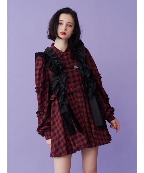 jouetie(ジュエティ)の「フリルショルダーバルーンミニワンピース(ワンピース・レディース・レッド/グリーン/グレー・MEDIUM)」の13枚目の写真