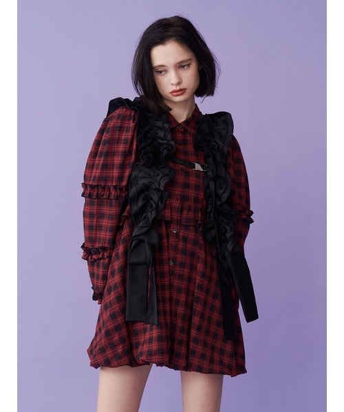 jouetie(ジュエティ)の「フリルショルダーバルーンミニワンピース(ワンピース・レディース・レッド/グリーン/グレー・MEDIUM)」の12枚目の写真