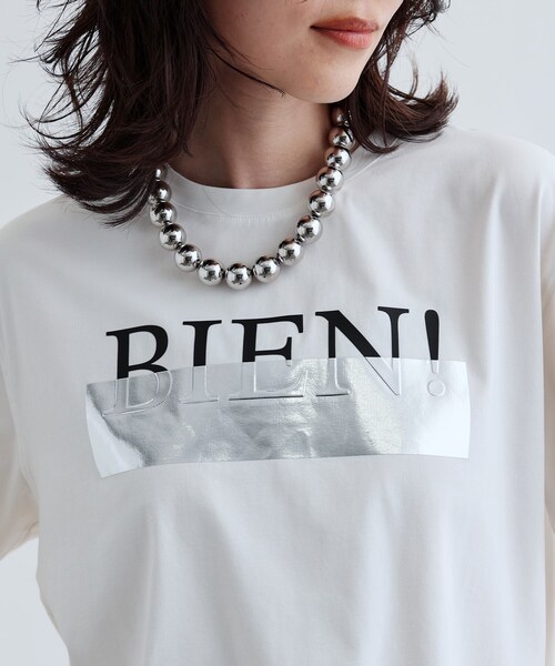 GALLEST（ギャレスト）の「【再入荷】箔プリントロゴTシャツ（Tシャツ/カットソー・レディース・ホワイト/ブラック/ブラウン系・38）」の6枚目の写真