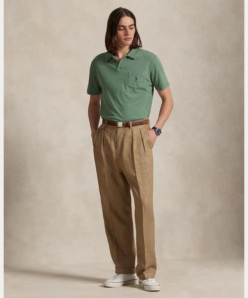 セール】スタンダード フィット コットンリネン ポロシャツ