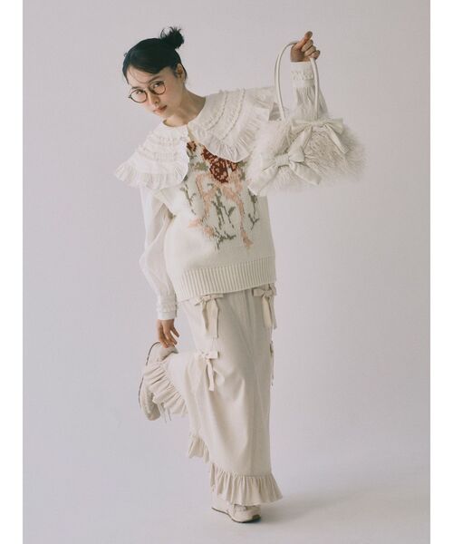 merry jenny（メリージェニー）の「Wリボンフェイクファースニーカー（スニーカー・レディース・ブラウン/ピンク/アイボリー・MEDIUM/LARGE）」の5枚目の写真