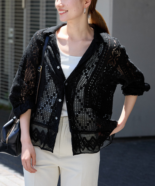 未使用☆FRAMeWORK アンティークレースオープンカラーシャツ FRAMeWORK（フレームワーク）の「レースオープンカラーシャツ（シャツ