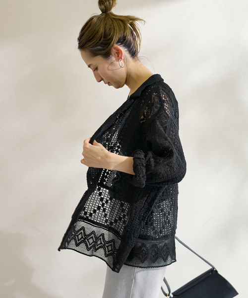 未使用☆FRAMeWORK アンティークレースオープンカラーシャツ FRAMeWORK（フレームワーク）の「レースオープンカラーシャツ（シャツ