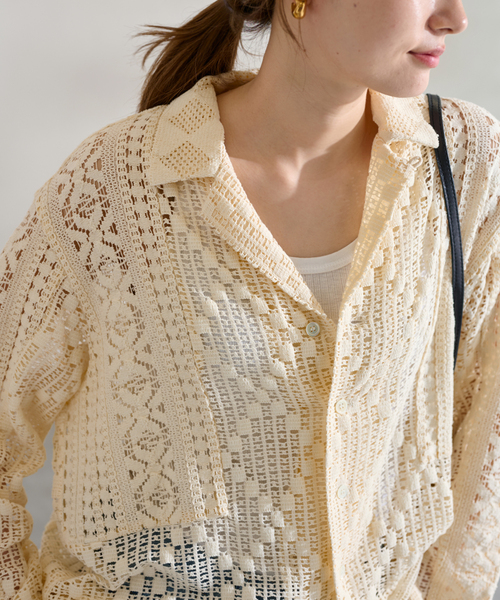 FRAMeWORK（フレームワーク）の「≪追加≫アンティークレースOPカラーシャツ 2（シャツ/ブラウス・レディース・ブラック/アイボリー・FREE）」の4枚目の写真