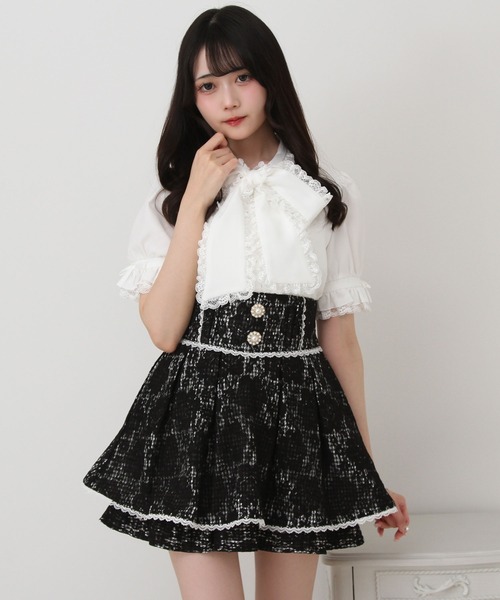 レース重ねパールビジューフレアスカート（スカート）｜DearMyLove