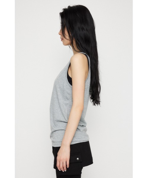 LAGUA GEM（ラグアジェム）の「LOOSEY NOSLEEVE PRINT トップス（タンクトップ・レディース・カーキ/杢グレー/ホワイト・FREE）」の8枚目の写真