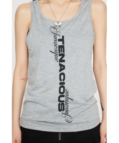 LAGUA GEM（ラグアジェム）の「LOOSEY NOSLEEVE PRINT トップス（タンクトップ・レディース・カーキ/杢グレー/ホワイト・FREE）」の7枚目の写真