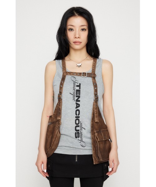 LAGUA GEM（ラグアジェム）の「LOOSEY NOSLEEVE PRINT トップス（タンクトップ・レディース・カーキ/杢グレー/ホワイト・FREE）」の13枚目の写真