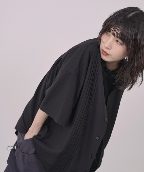 Nora Lily(ノラリリー)の「【Nora Lily】Echo Solid S/S Overshirt(シャツ/ブラウス・メンズ・ブラック/ライトパープル・FREE)」の9枚目の写真