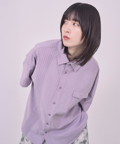 Nora Lily(ノラリリー)の「【Nora Lily】Echo Solid S/S Overshirt(シャツ/ブラウス・メンズ・ブラック/ライトパープル・FREE)」の12枚目の写真