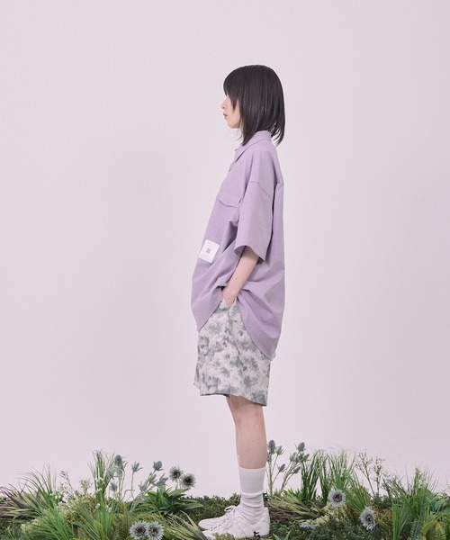 Nora Lily(ノラリリー)の「【Nora Lily】Echo Solid S/S Overshirt(シャツ/ブラウス・メンズ・ブラック/ライトパープル・FREE)」の14枚目の写真