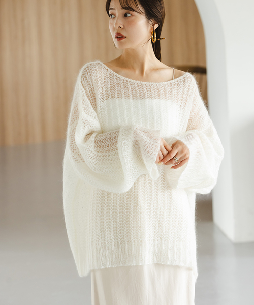 Noble（ノーブル）の「モヘヤウールシアープルオーバー（ニット/セーター・レディース・ホワイト系その他/ピンク/ライトグレー/オレンジ・FREE）」の19枚目の写真