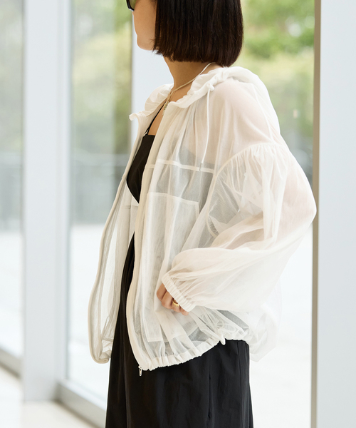 IENA LA BOUCLE（イエナラブークル）の「IENA LA BOUCLE ソフトメッシュパーカー（その他アウター・レディース・ホワイト/ブラウン・FREE）」の9枚目の写真