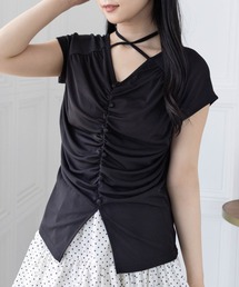 clear | ネックリボンフロントシャーリングカットソー[着回し抜群 大人 韓国ファッション]≪SS新作≫(Tシャツ/カットソー)