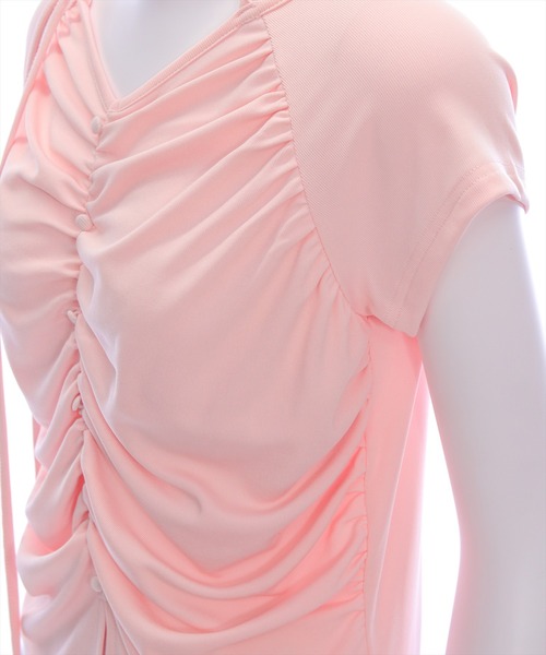 clear（クリア）の「ネックリボンフロントシャーリングカットソー[着回し抜群 大人 韓国ファッション]（Tシャツ/カットソー・レディース・イエロー系その他/ブラック/ピンク/ボルドー/グレー/ブラウン・F）」の21枚目の写真