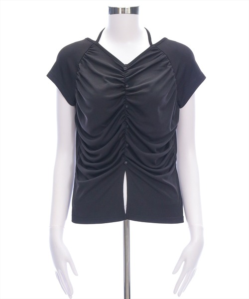 clear（クリア）の「ネックリボンフロントシャーリングカットソー[着回し抜群 大人 韓国ファッション]（Tシャツ/カットソー・レディース・イエロー系その他/ブラック/ピンク/ボルドー/グレー/ブラウン・F）」の16枚目の写真