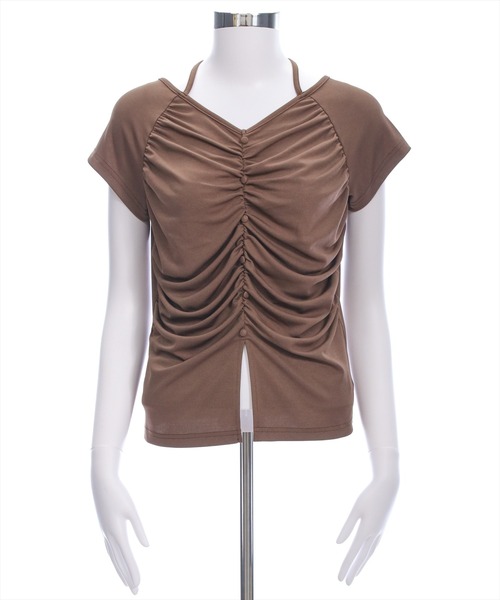 clear（クリア）の「ネックリボンフロントシャーリングカットソー[着回し抜群 大人 韓国ファッション]（Tシャツ/カットソー・レディース・イエロー系その他/ブラック/ピンク/ボルドー/グレー/ブラウン・F）」の15枚目の写真