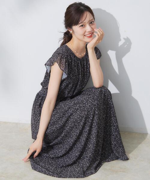 couture brooch（クチュールブローチ）の「【一枚で着映える・楽ちん・ドライタッチ】フリルスリーブワンピース（ワンピース・レディース・ブルー/サンドベージュ/ブラック系・36/40/38/42）」の16枚目の写真