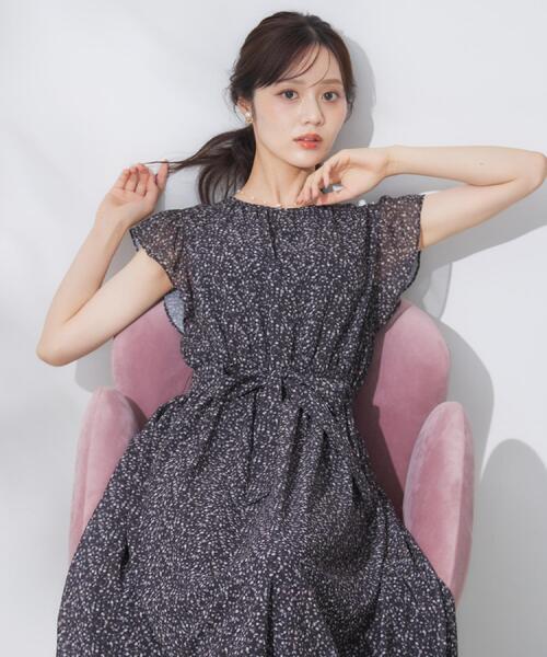 couture brooch（クチュールブローチ）の「【一枚で着映える・楽ちん・ドライタッチ】フリルスリーブワンピース（ワンピース・レディース・ブルー/サンドベージュ/ブラック系・36/40/38/42）」の15枚目の写真