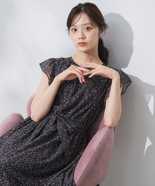 couture brooch（クチュールブローチ）の「【一枚で着映える・楽ちん・ドライタッチ】フリルスリーブワンピース（ワンピース・レディース・ブルー/サンドベージュ/ブラック系・36/40/38/42）」の14枚目の写真